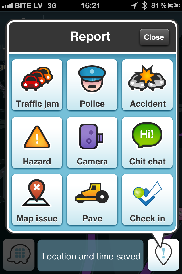 Waze - bezmaksas navigācija un satiksmes informācija telefonā 